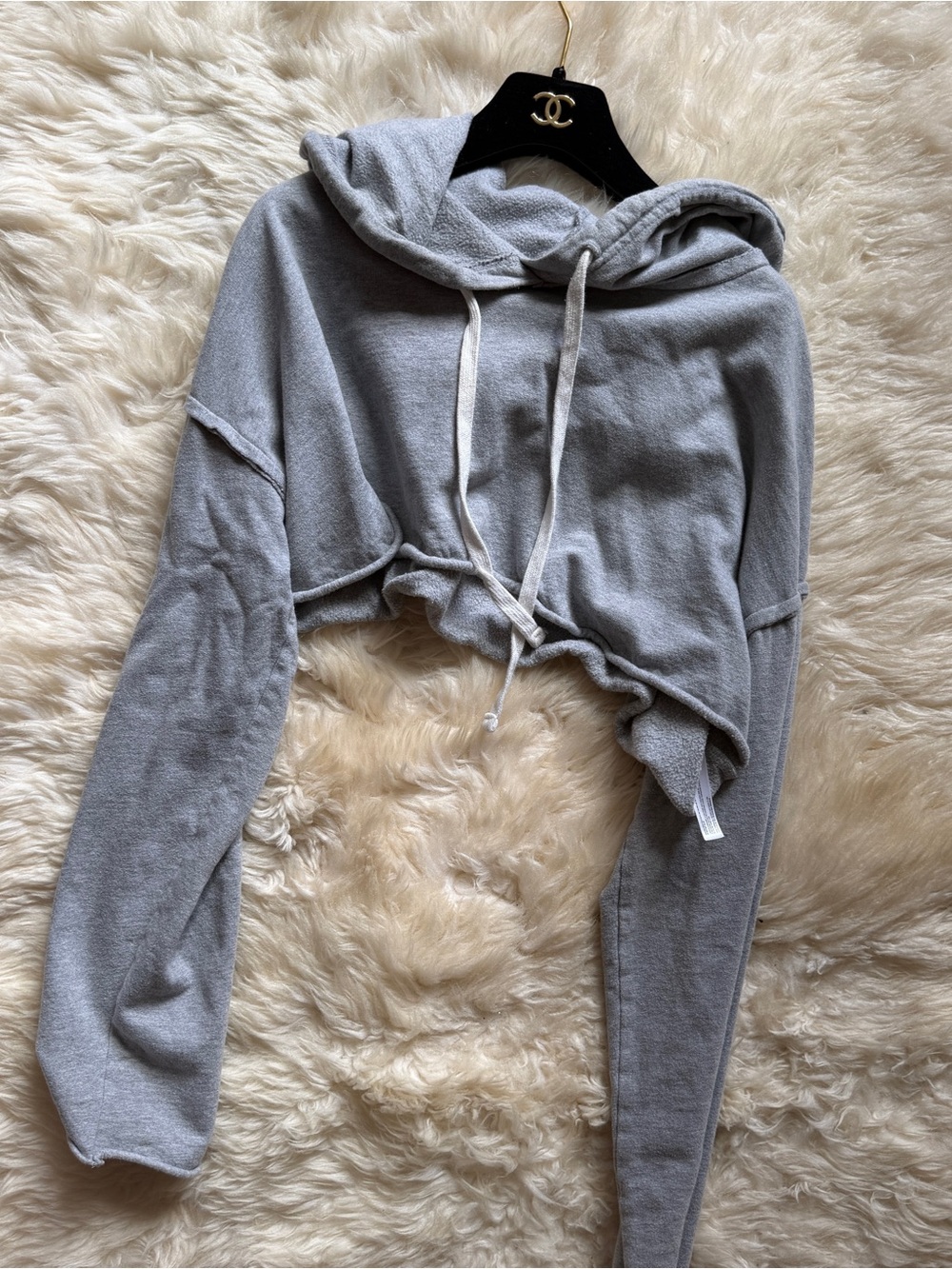 Urban Outfitters Light Gray Cropped Hoodie